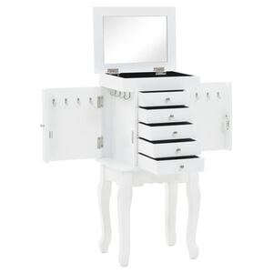 vidaXL Jewellery Cabinet | White | MDF and pine wood | 27 x 20 x 57 cm