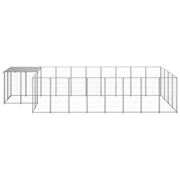 vidaXL Dog Kennel Silver 10.89 m&sup2; Steel