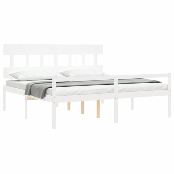 vidaXL Senior Bed without Mattress White 200x200 cm Solid Wood