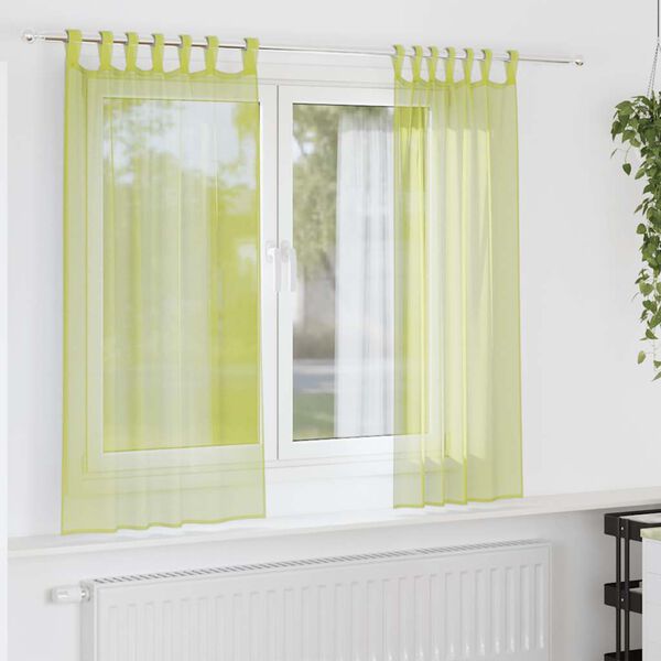vidaXL Voile Curtains with Tab Top 2 pcs Apple Green
