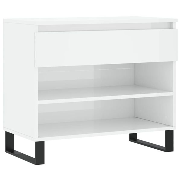 vidaXL Shoe Cabinet High Gloss White 70x36x60 cm Engineered Wood
