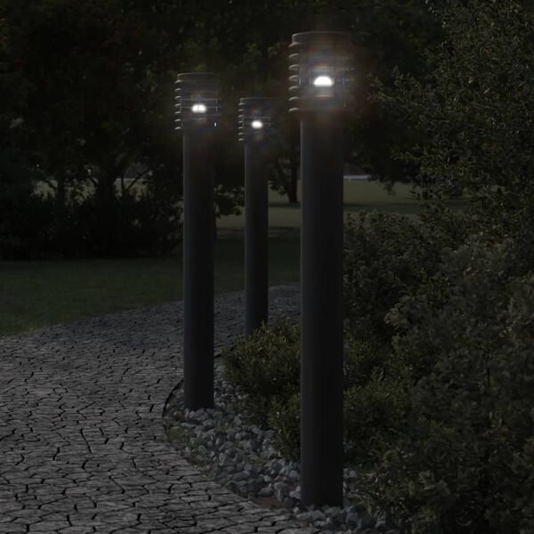 vidaXL Outdoor Floor Lamps 3pcs Black 110cm Stainless Steel