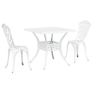 vidaXL Garden Table Set 3 pcs White Cast Aluminium