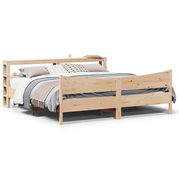 vidaXL Bed Frame with Headboard 180x200 cm Super King Solid Wood Pine