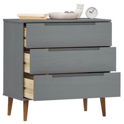 vidaXL Drawer Cabinet MOLDE Grey 80x40x80 cm Solid Wood Pine