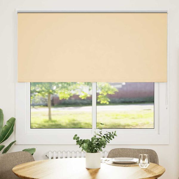 vidaXL Roller Blind Blackout Beige 160x130 cm Fabric Width 156.6 cm Polyester