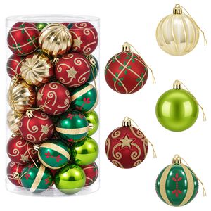 vidaXL Christmas Ball Set 30 pcs Red Green and Gold Dia. 6 cm Plastic