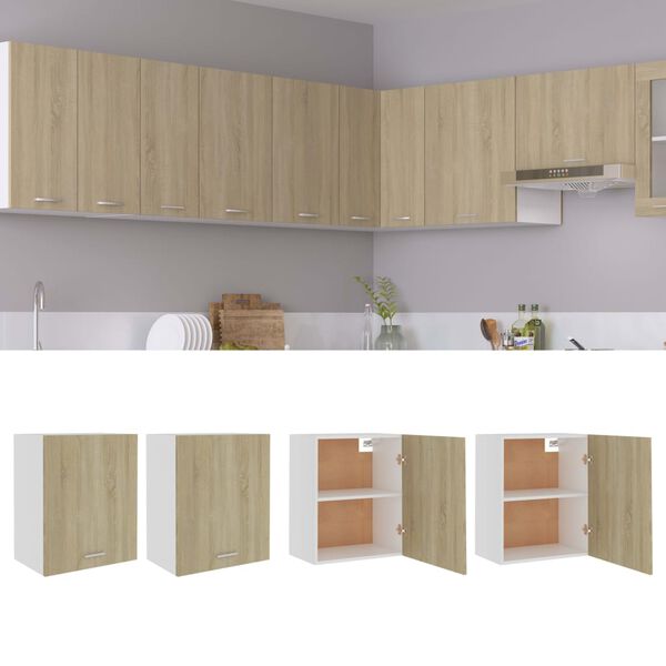 vidaXL Hanging Cabinet Lyons 2 pcs Sonoma Oak 50x31x60 cm Engineered Wood