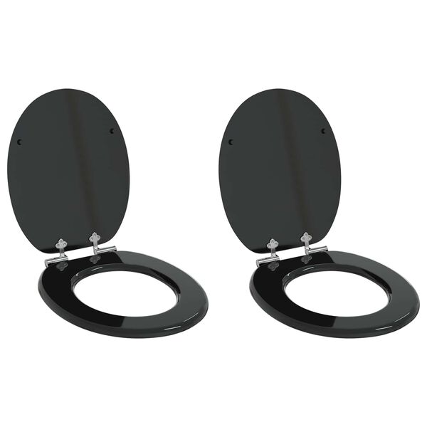 vidaXL Toilet Seat 2 pcs Black 44 x 38 cm MDF board