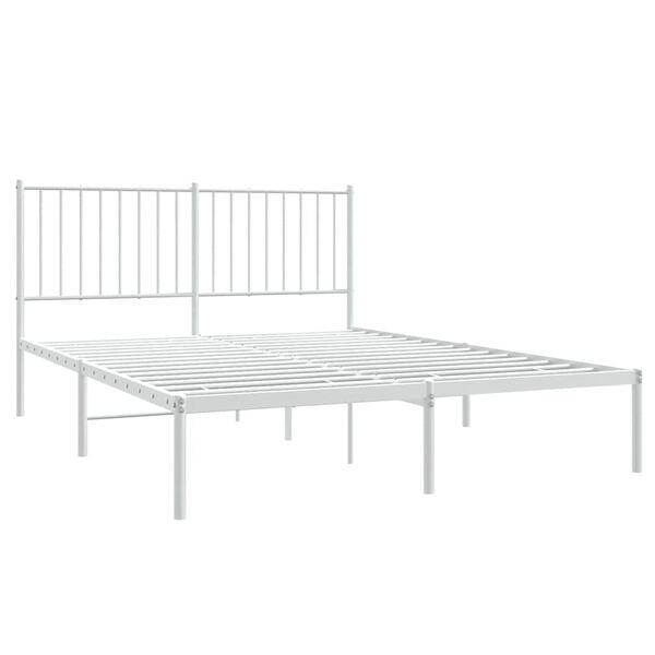 vidaXL Metal Bed Frame without Mattress with Headboard White 135x190cm