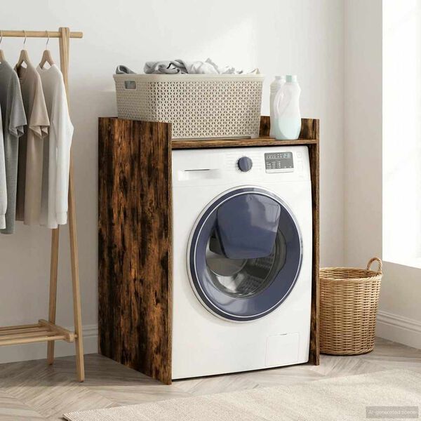 vidaXL Wash Machine Cabinet with Storage Smoked Oak 67.5 x 62 x 97 cm