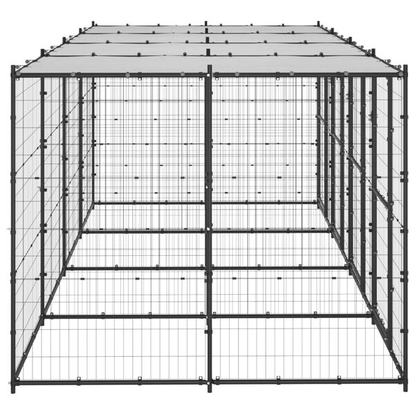 vidaXL Outdoor Dog Kennel Steel with Roof 9.68 m&sup2;