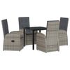 vidaXL Garden Dining Set 5 pcs Grey Poly Rattan