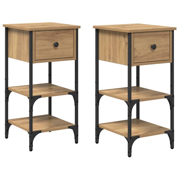 vidaXL Bedside Cabinet with Drawer 2 pcs Brown 33.5 x 36 x 70 cm