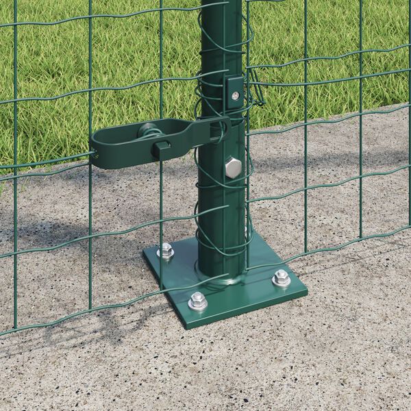vidaXL Fence with Post Green 1.4 x 10 m Steel and PVC