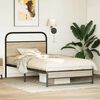 vidaXL Bed Frame Without Mattress 100x200 cm Smoked Oak Engineered Wood