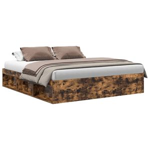 vidaXL Bed Frame without Mattress Smoked Oak 200x200 cm
