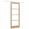 vidaXL Sliding Door Natural 83 x 202 cm Solid Pine Wood and Glass