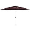 vidaXL 3-Tier Garden Parasol with Aluminium Pole Bordeaux Red 3.5 m