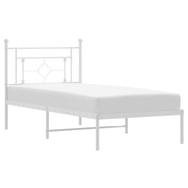 vidaXL Metal Bed Frame without Mattress with Headboard White 90x200cm