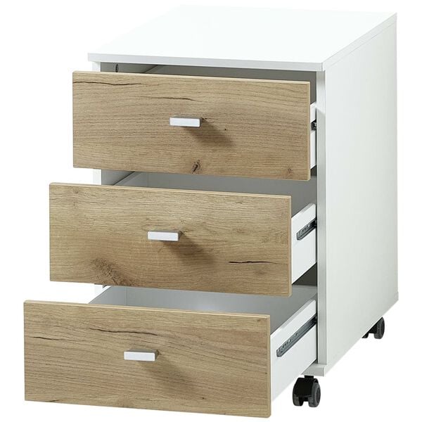 Germania Rolling Filing Cabinet Altino 40x48.9x56.9 cm Navarra-oak and White