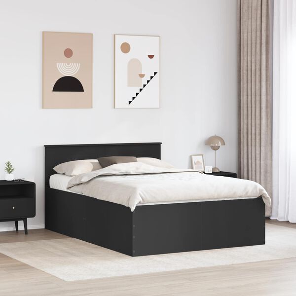 vidaXL Bed Frame with Headboard Black 160 x 200 cm Engineered Wood