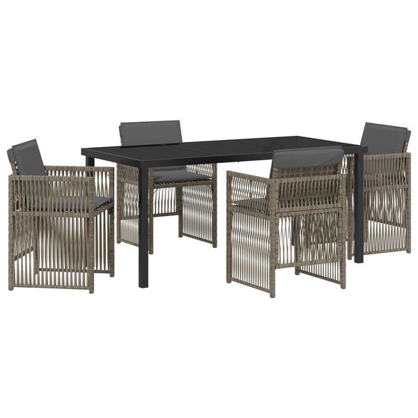 vidaXL Garden Dining Set 5 pcs Grey Powder-Coated Steel
