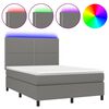 vidaXL Box Spring Bed with Mattress&LED Dark Grey 140x190 cm Fabric