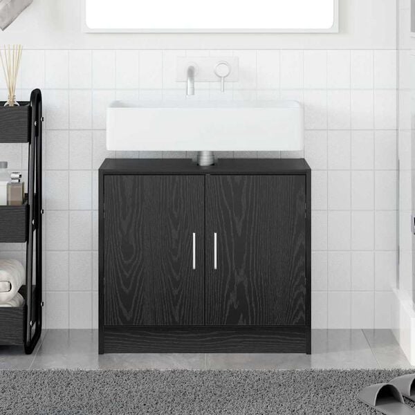 vidaXL Bathroom Cabinet Black Oak 63 x 29 x 55 cm Engineered wood