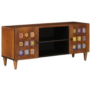 vidaXL TV Cabinet with Shelf Walnut 105 x 33 x 46 cm Solid Mango Wood