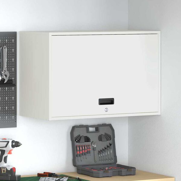 vidaXL Wall Cabinet for Garage with Gas-lift Door White