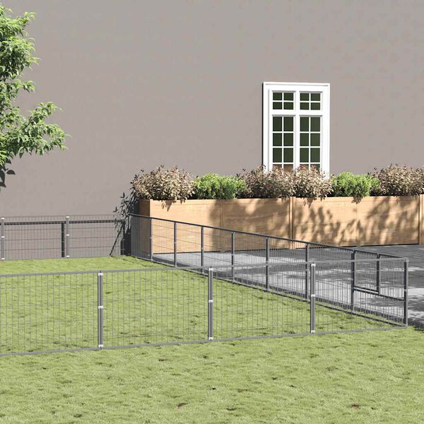 vidaXL Dog Kennel Silver 72 m&sup2; Steel