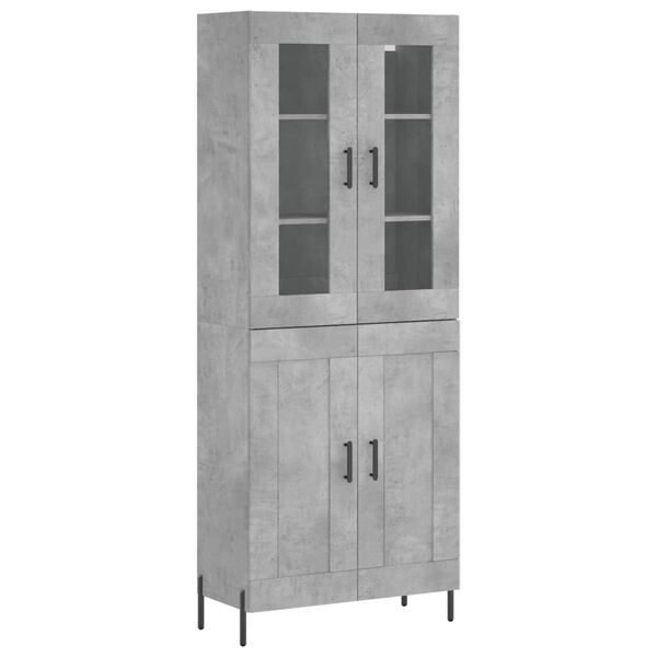 vidaXL Highboard Concrete Grey 69.5x34x180 cm Engineered Wood