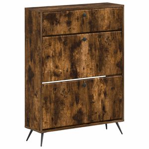 vidaXL Shoe Cabinet BREDA 78 x 24 x 103 cm Engineered Wood Smoked Oak