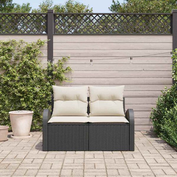 vidaXL Garden Sofa Black 124 x 62 x 69cm Poly Rattan