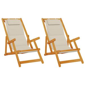 vidaXL Beach Chair 2 pcs Brown Solid Acacia Wood