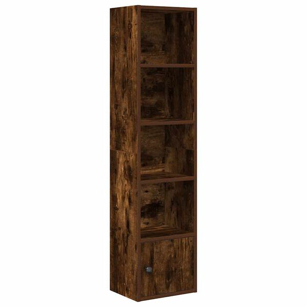 vidaXL Bookcase Smoked Oak 31x24x127 cm Engineered Wood