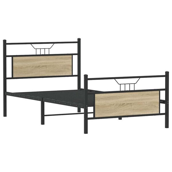 vidaXL Bed Frame without Mattress Sonoma Oak 100x200 cm Engineered Wood