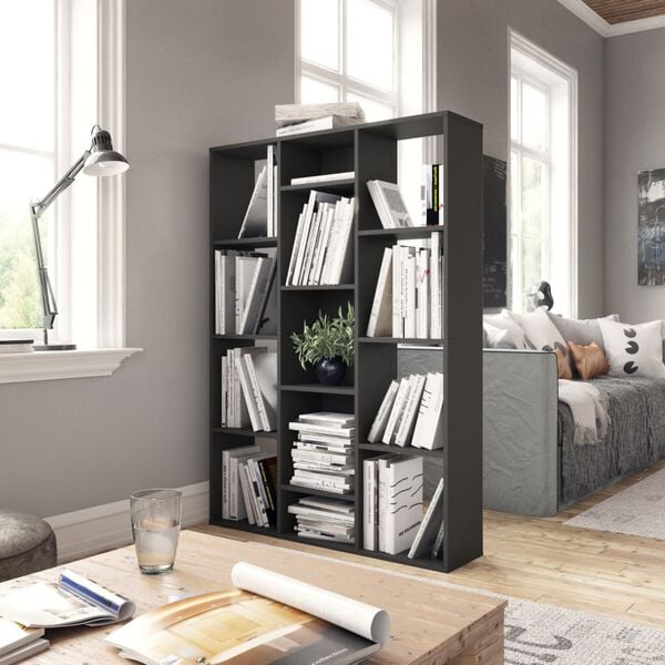 vidaXL Room Divider/Book Cabinet Grey 100x24x140 cm Engineered Wood