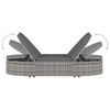 vidaXL 2-Person Sun Lounger with Cushions Poly Rattan Grey