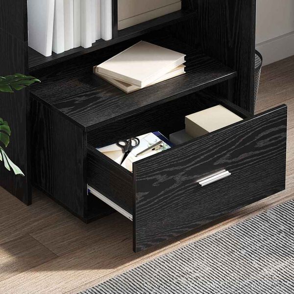 vidaXL Desk with Shelf Black Oak 131.5 x 50 x 106.5 cm Engineered Wood