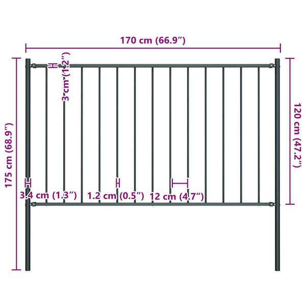 vidaXL Fence Panel Woerden with Posts Steel 1.7x1.25 m Anthracite