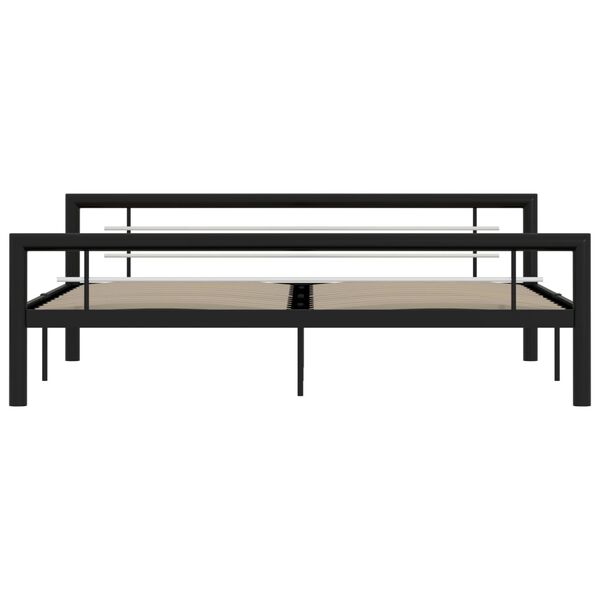 vidaXL Bed Frame without Mattress Black and White Metal 180x200 cm Super King