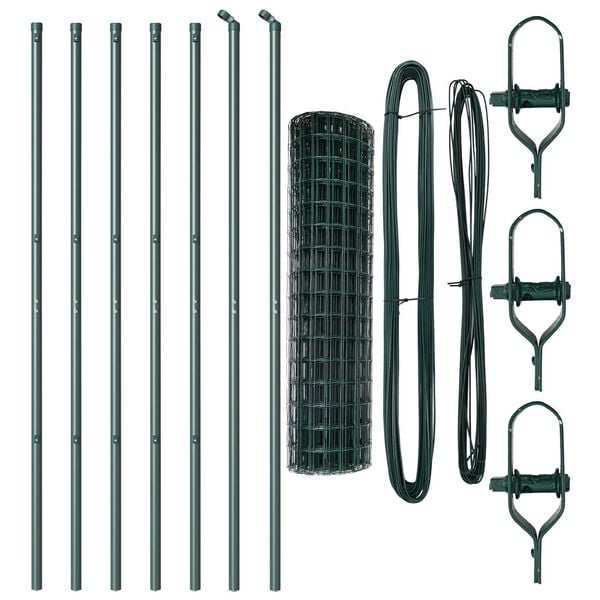 vidaXL Fence with Post Green 1.2 x 10 m Steel and PVC