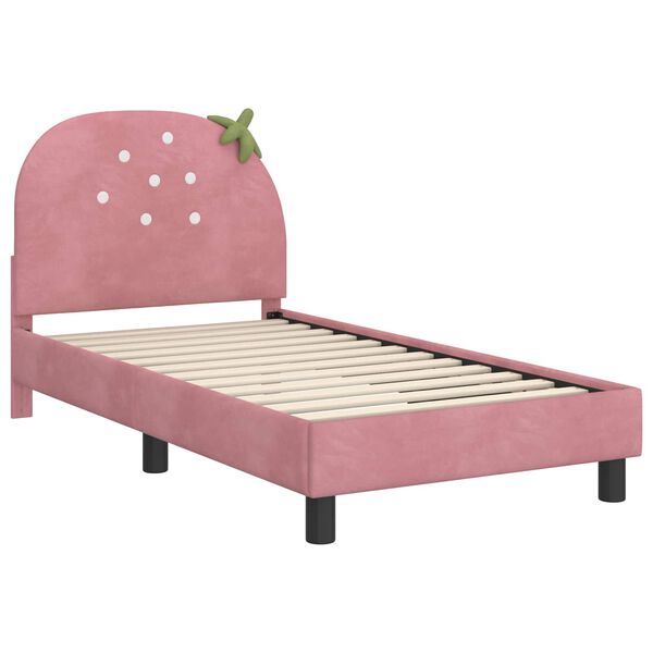 vidaXL Children's Bed Frame with Headboard Pink 80 x 160 cm Velvet