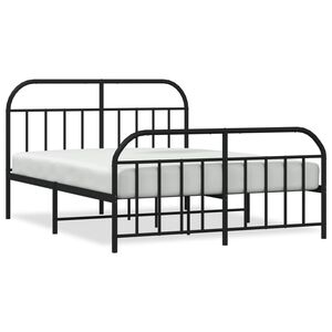 vidaXL Metal Bed Frame without Mattress with Footboard Black 180x200cm