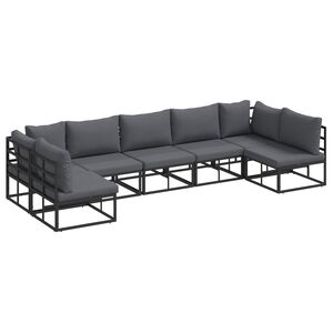vidaXL Garden Sofa Set with Cushion 7 pcs Black Aluminium