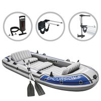 Intex Inflatable Boat Set Excursion 5 with Trolling Motor and Bracket