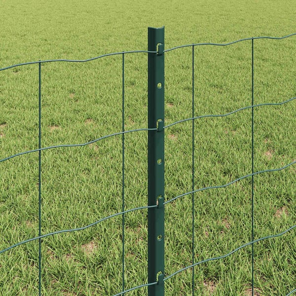 vidaXL Fence with Post Green 0.6 x 10 m Steel and PVC