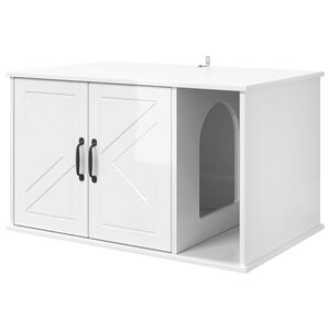 vidaXL Cat House Gloss White 85 x 55 x 50 cm Engineered Wood